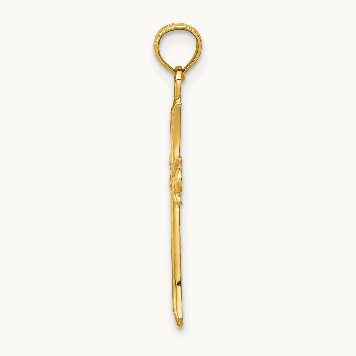 Fleur De Lis Cross Pendant — 14K Yellow Gold