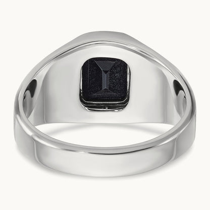 IBGoodman Men's Polished & Satin Onyx & Diamond Ring, 14K White Gold