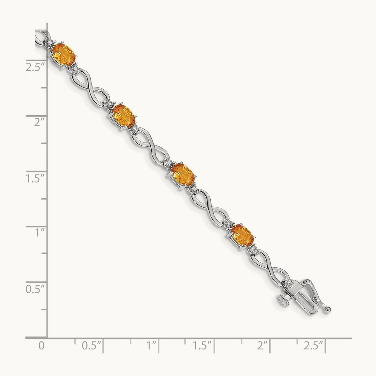 Citrine Diamond Infinity Bracelet — 14K White Gold