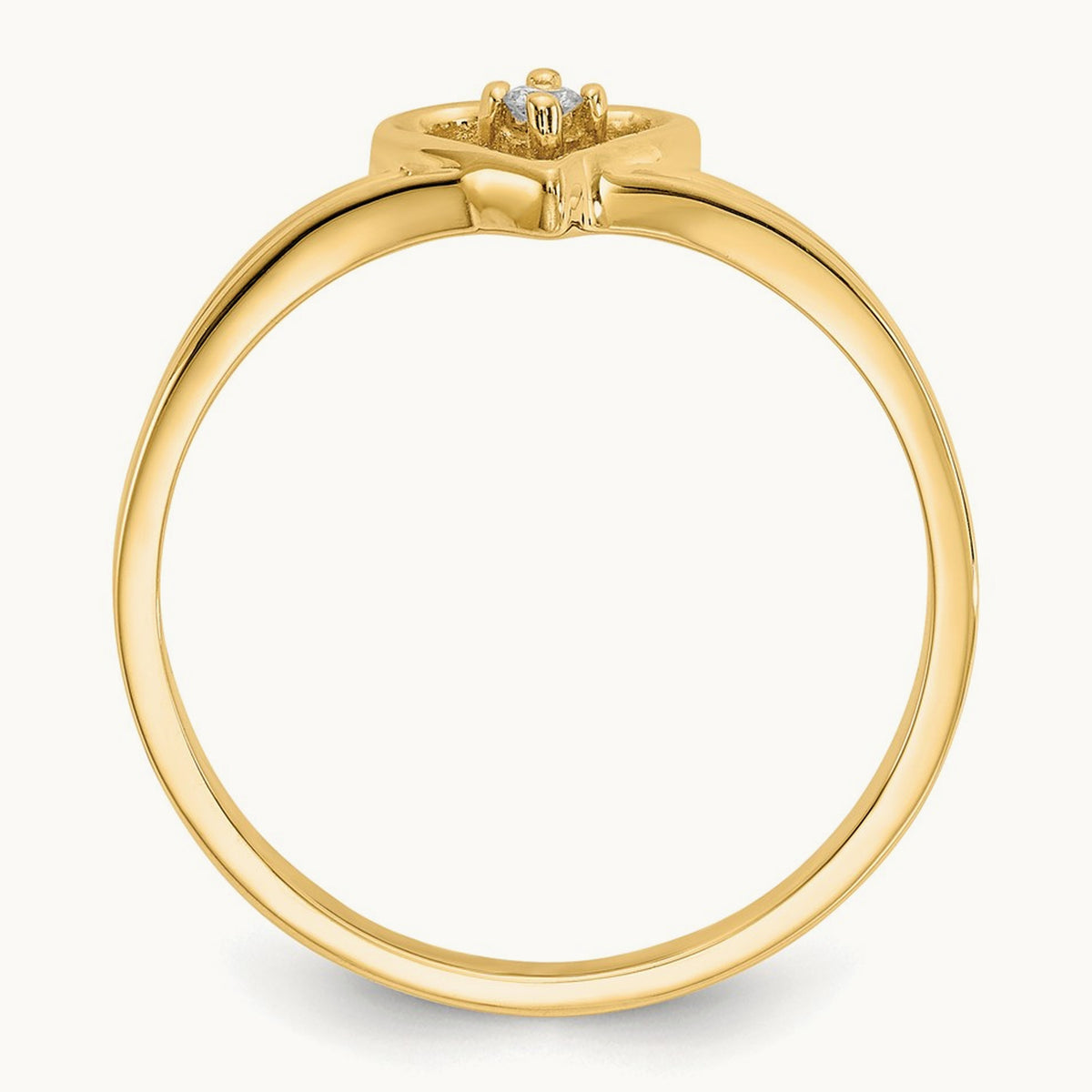 Polished AA Diamond heart ring, 14K