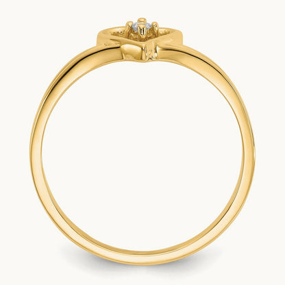 Polished AA Diamond heart ring, 14K