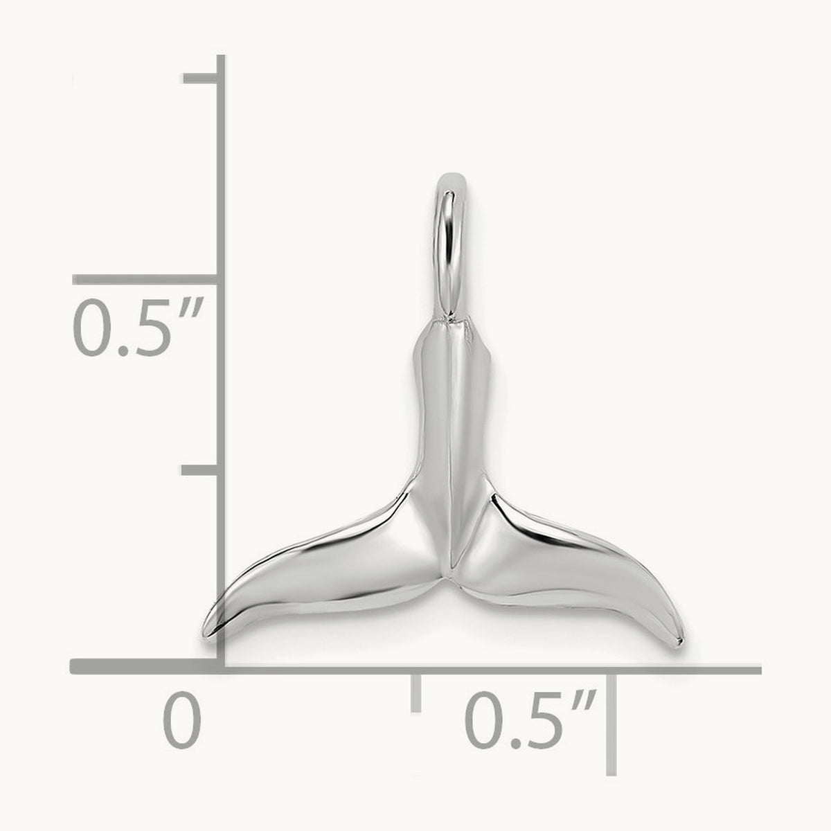 3-D Polished Whale Tail Chain Slide — 14K White Gold, 20mm