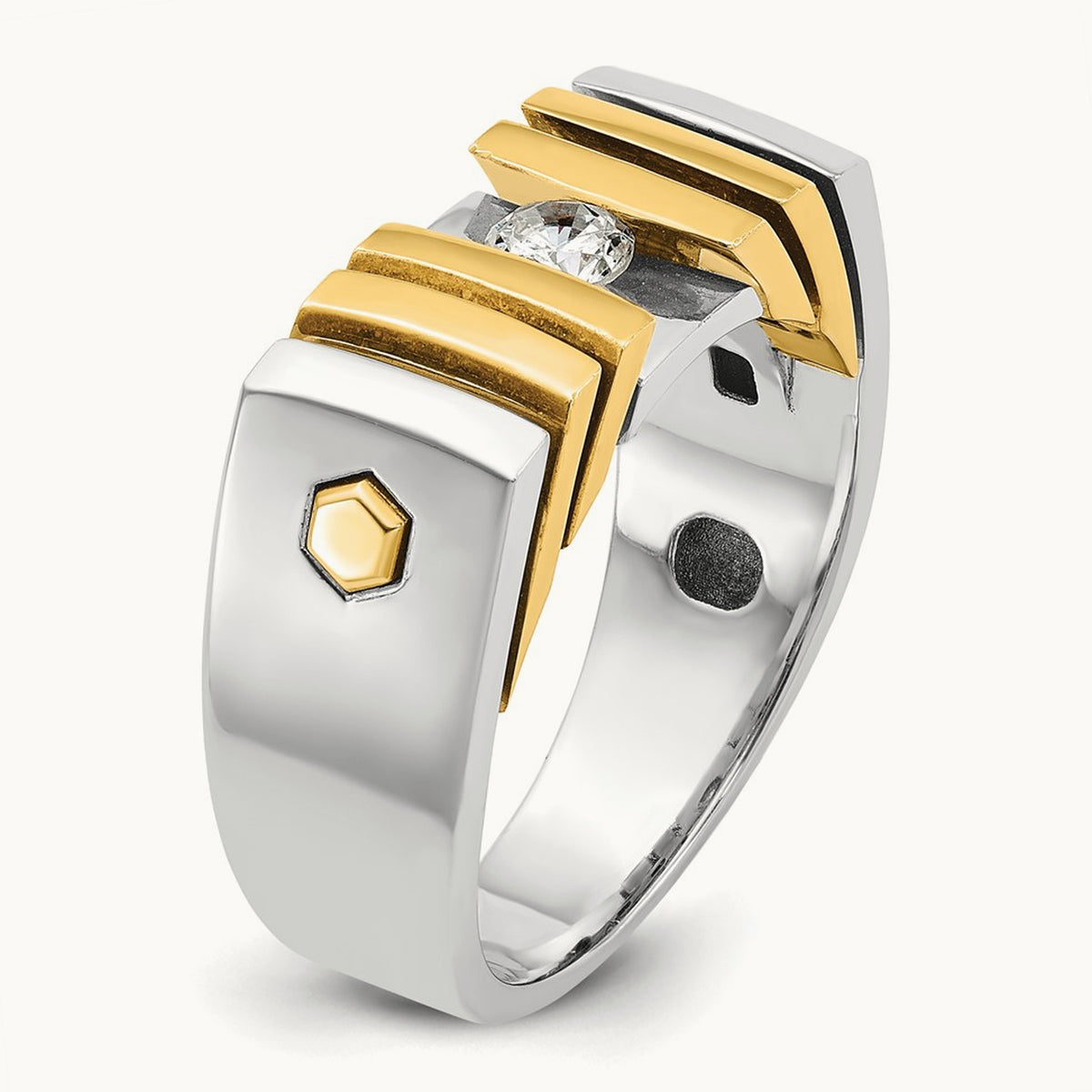 IBGoodman Men's Diamond Complete Ring, 14K Two-tone