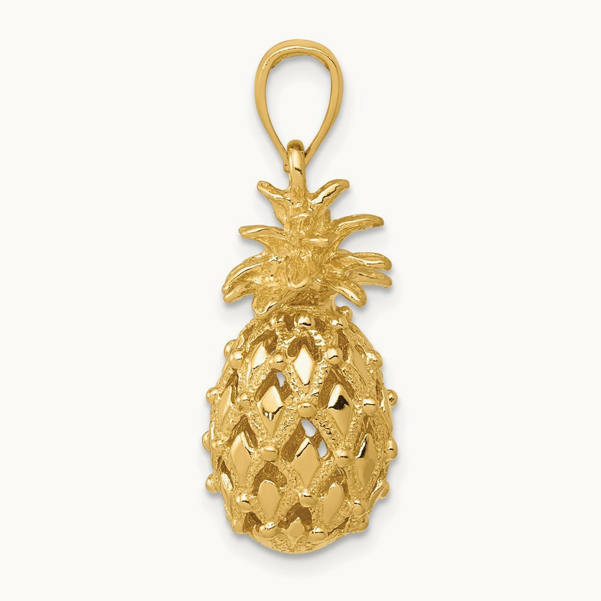 3-D Cut-Out Pineapple Pendant, 14K