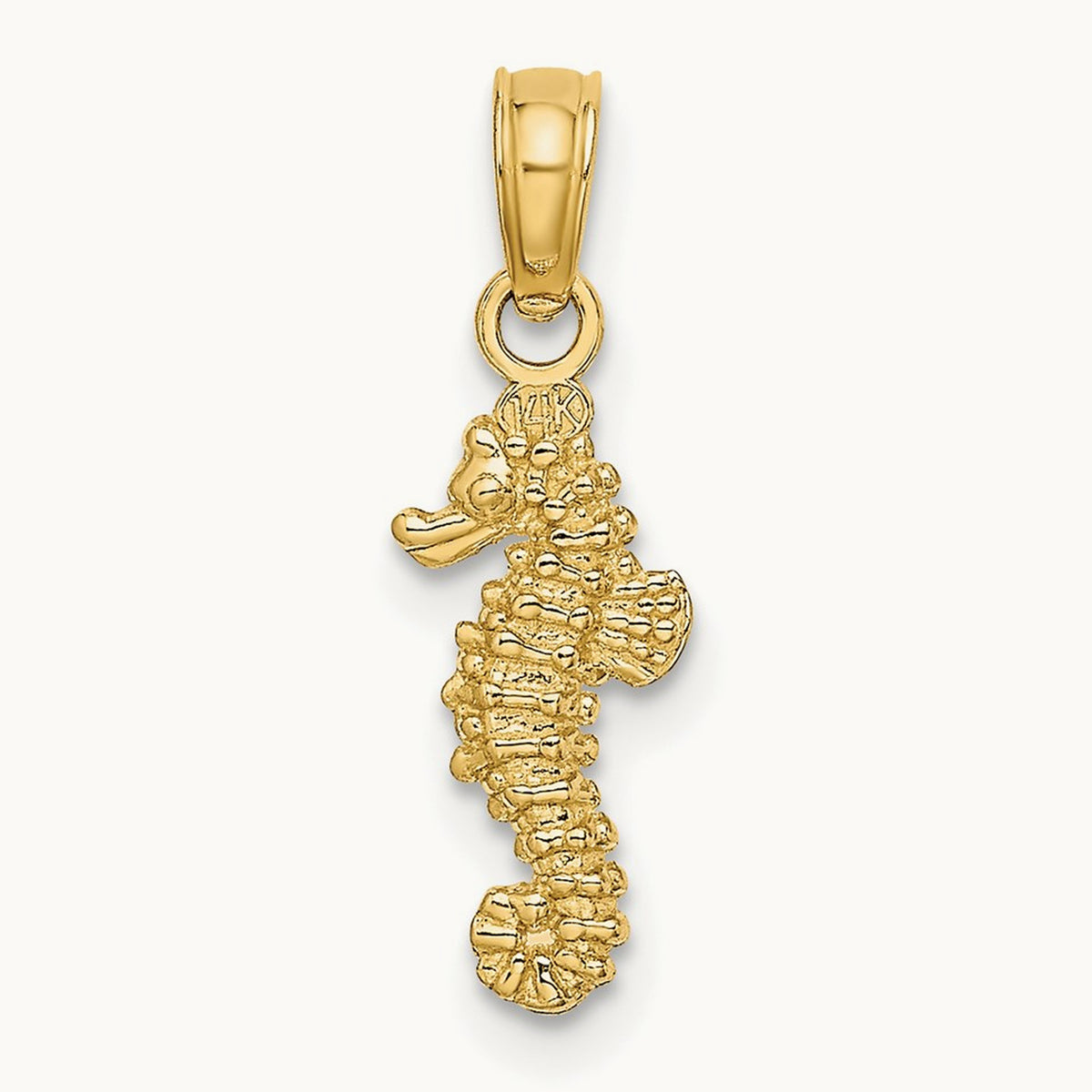 3-D Mini Seahorse Charm — 14K Yellow Gold