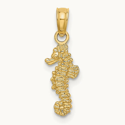 3-D Mini Seahorse Charm — 14K Yellow Gold