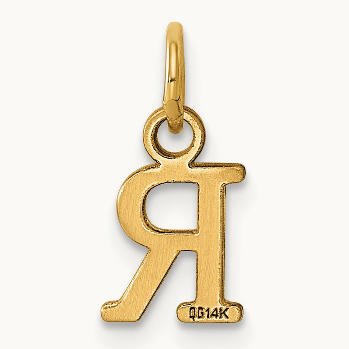 Cutout Letter R Initial Pendant, 14K Yellow Gold