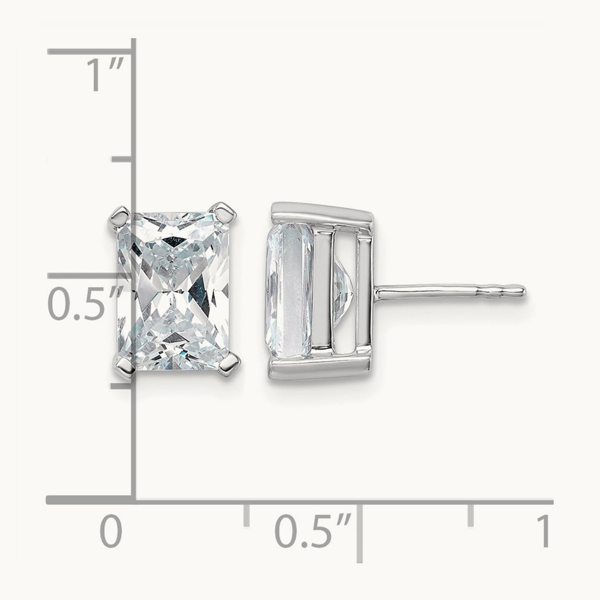 Radiant Four-Prong Stud Earrings, 0.50-6.00 ct tw Lab-Grown Diamond — 5 ct, 14K White Gold