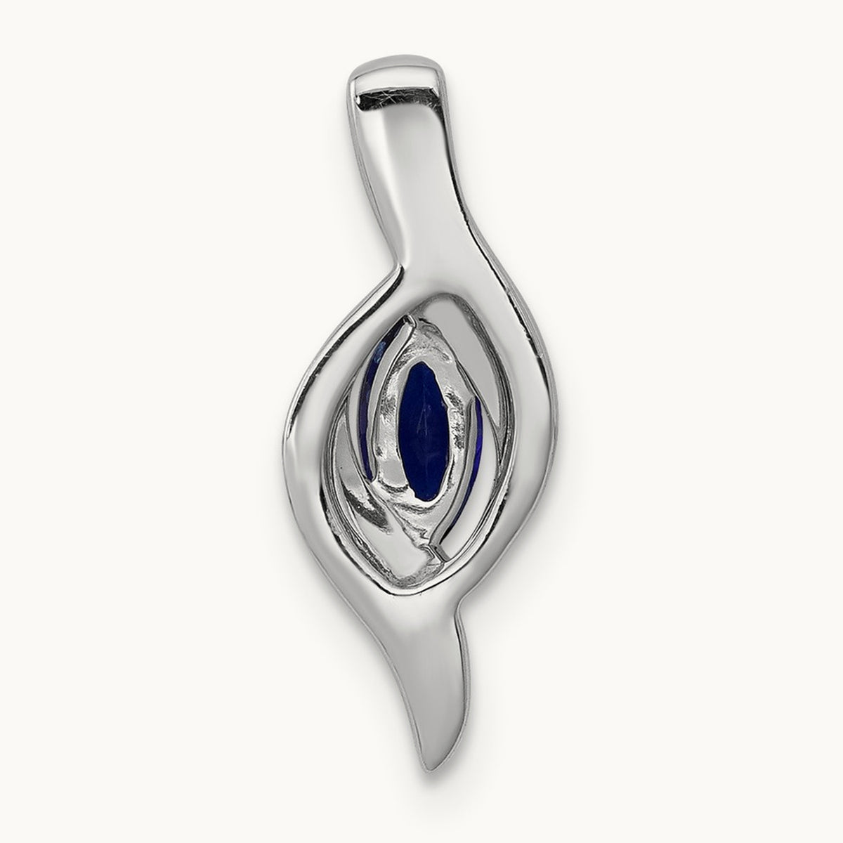 Diamond and Marquise .29 Sapphire Pendant — 14K White Gold