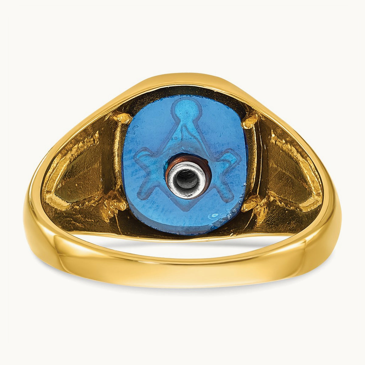 IBGoodman Men's w/ White RH & Cr. Sapphire Masonic Ring, 14K