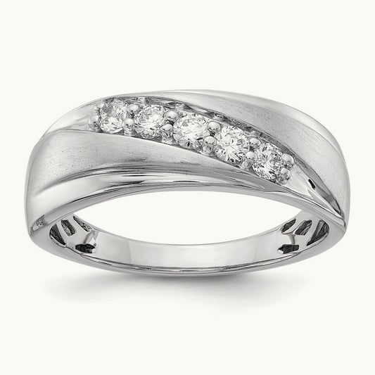Polished and Satin Diamond Ring, 14K White Gold