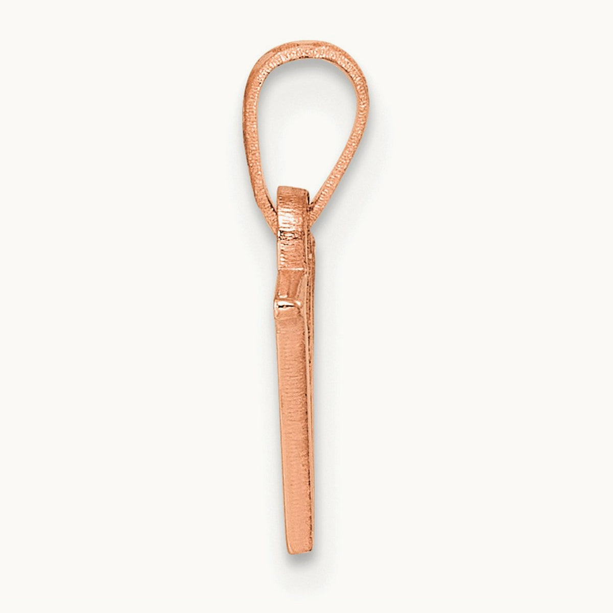 Polished Block Initial Pendant — 14K Rose Gold, V