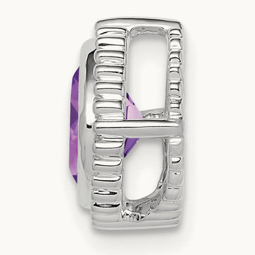 Cushion Amethyst Chain Slide, 14K White Gold
