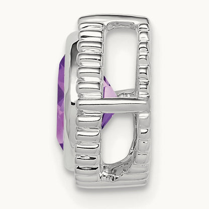 Cushion Amethyst Chain Slide, 14K White Gold