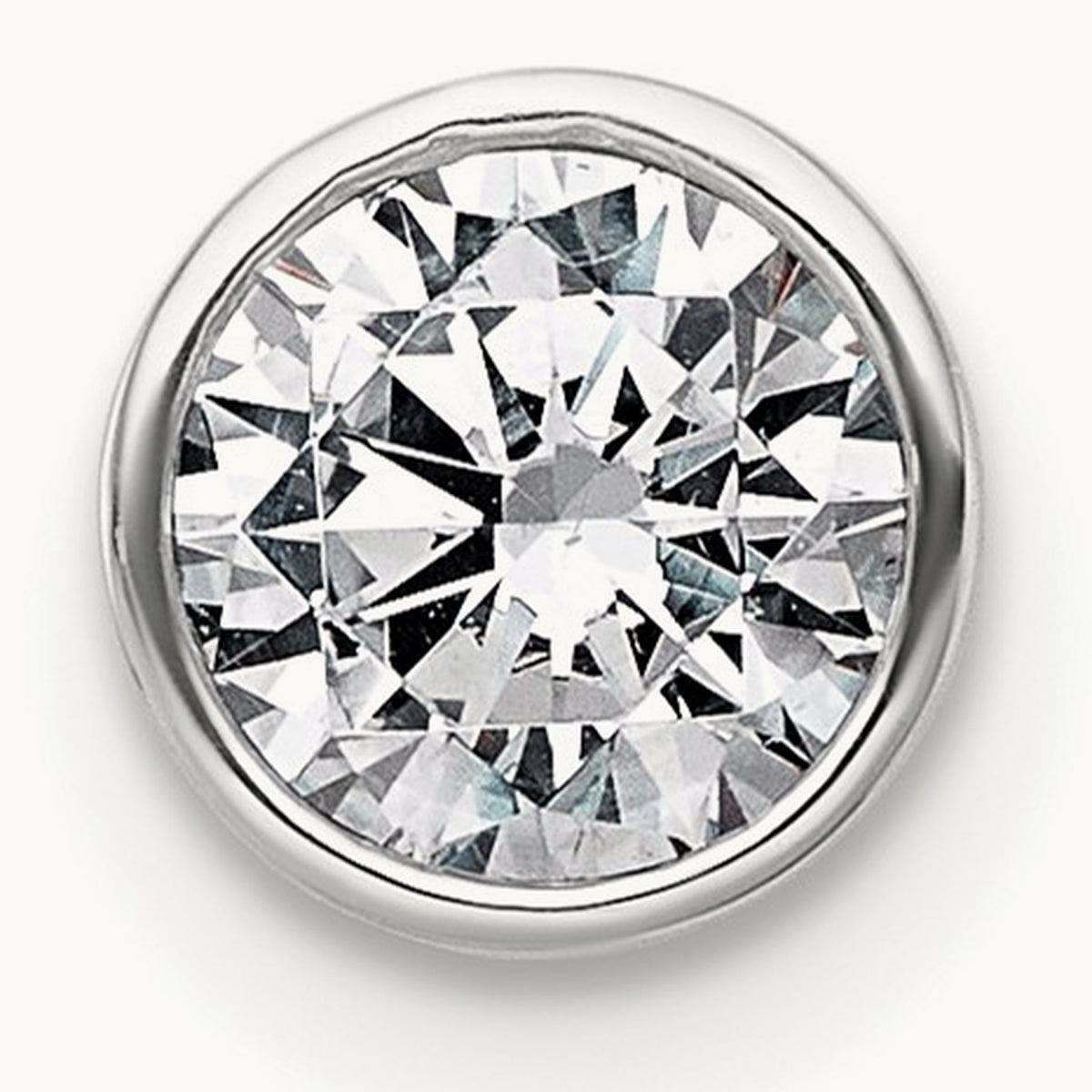Round Bezel Set Chain Slide Pendant, 0.25-3.00 ct tw Lab-Grown Diamond — 3/8 ct, VS (Best), 14K White Gold