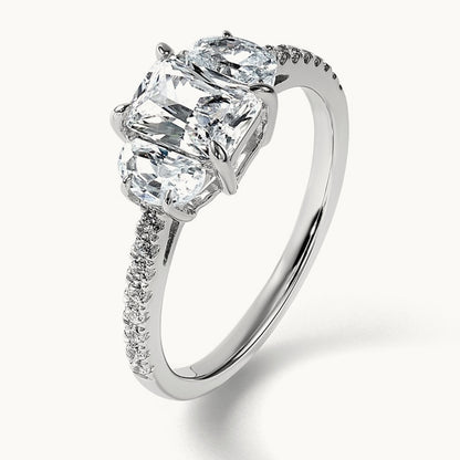 Radiant 3 Stone Engagement Ring, 1.50 ct tw Lab-Grown Diamond — 14K White Gold