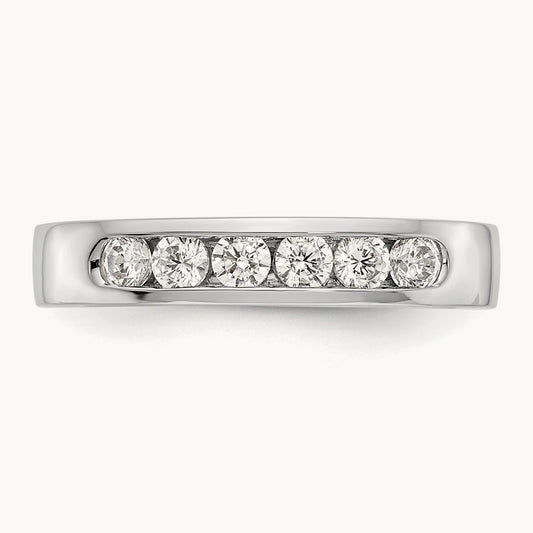 6-Stone Diamond Channel Band, 14K White Gold