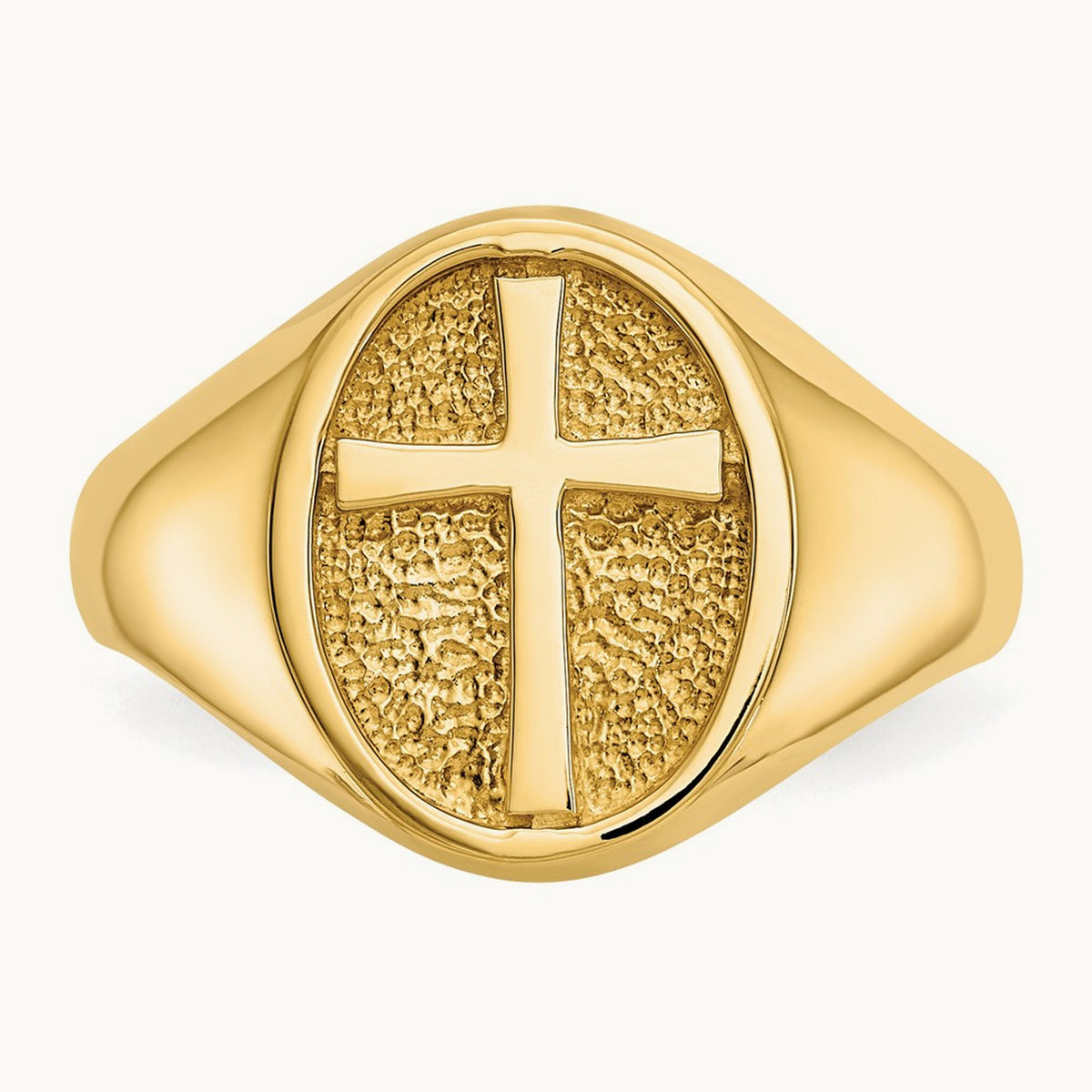 Polished Eternal Life Cross Ring, 14K