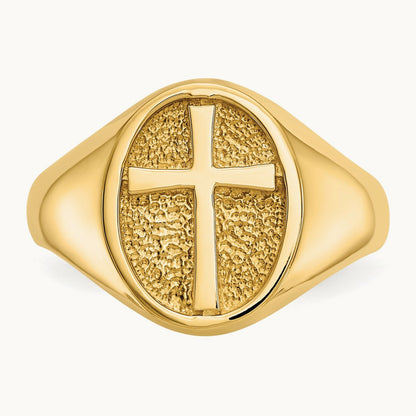 Polished Eternal Life Cross Ring, 14K