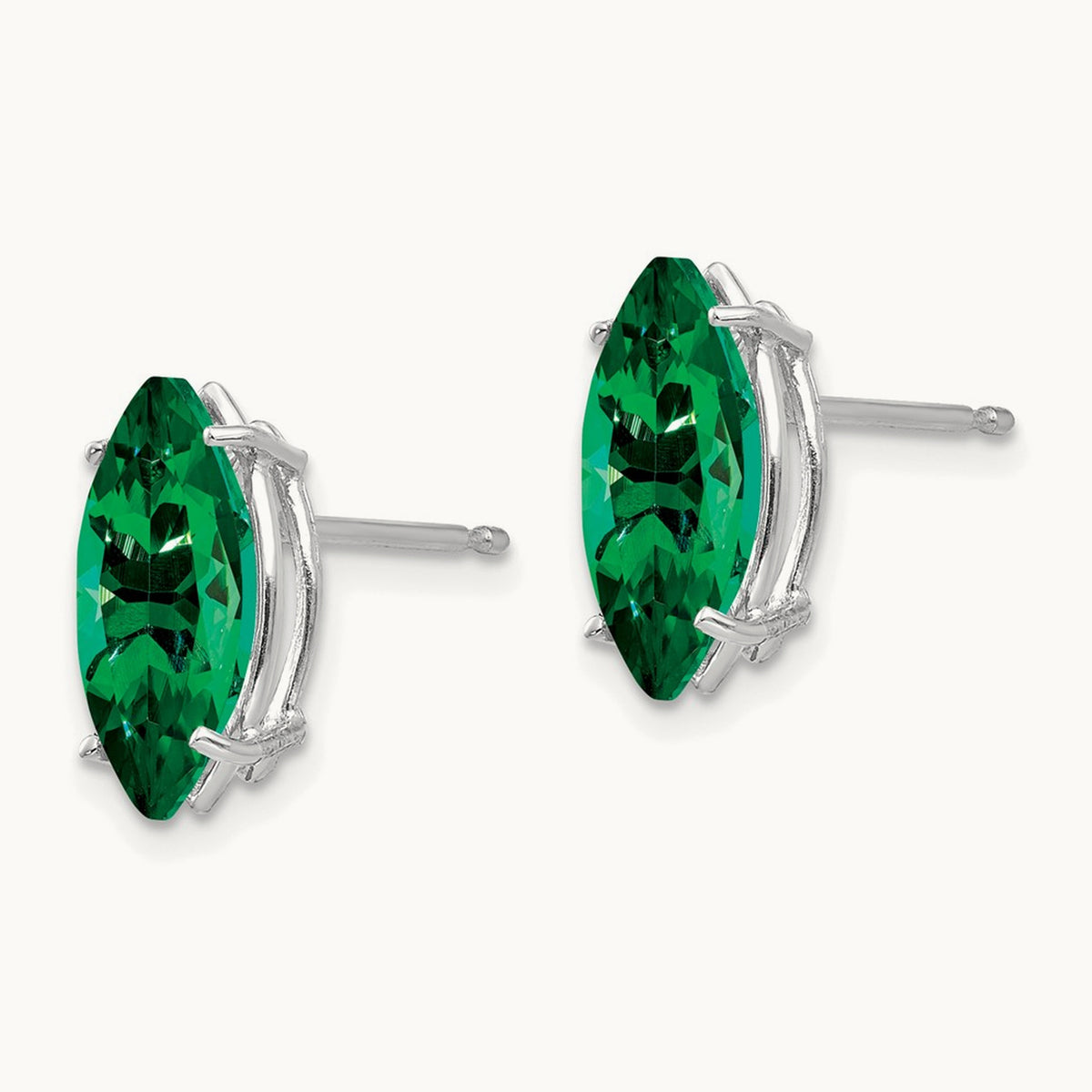 Mount St. Helens Marquise Stud Earring, 14K White Gold