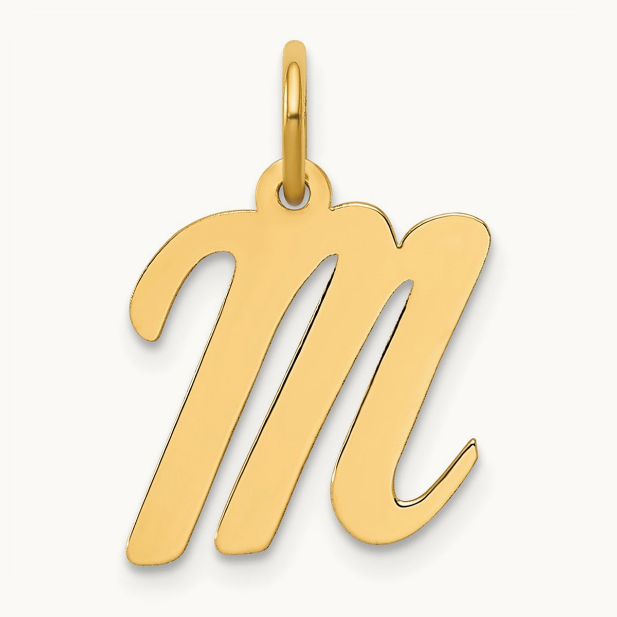 Medium Script Initial Charm — 14K Yellow Gold, M