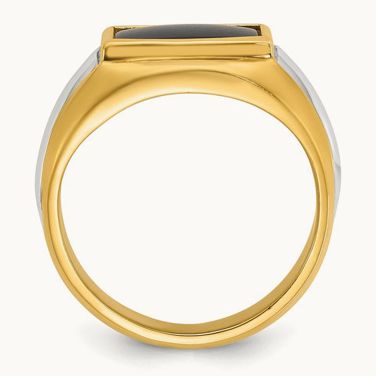 IBGoodman Men's Onyx Complete Ring, 14K Two-tone