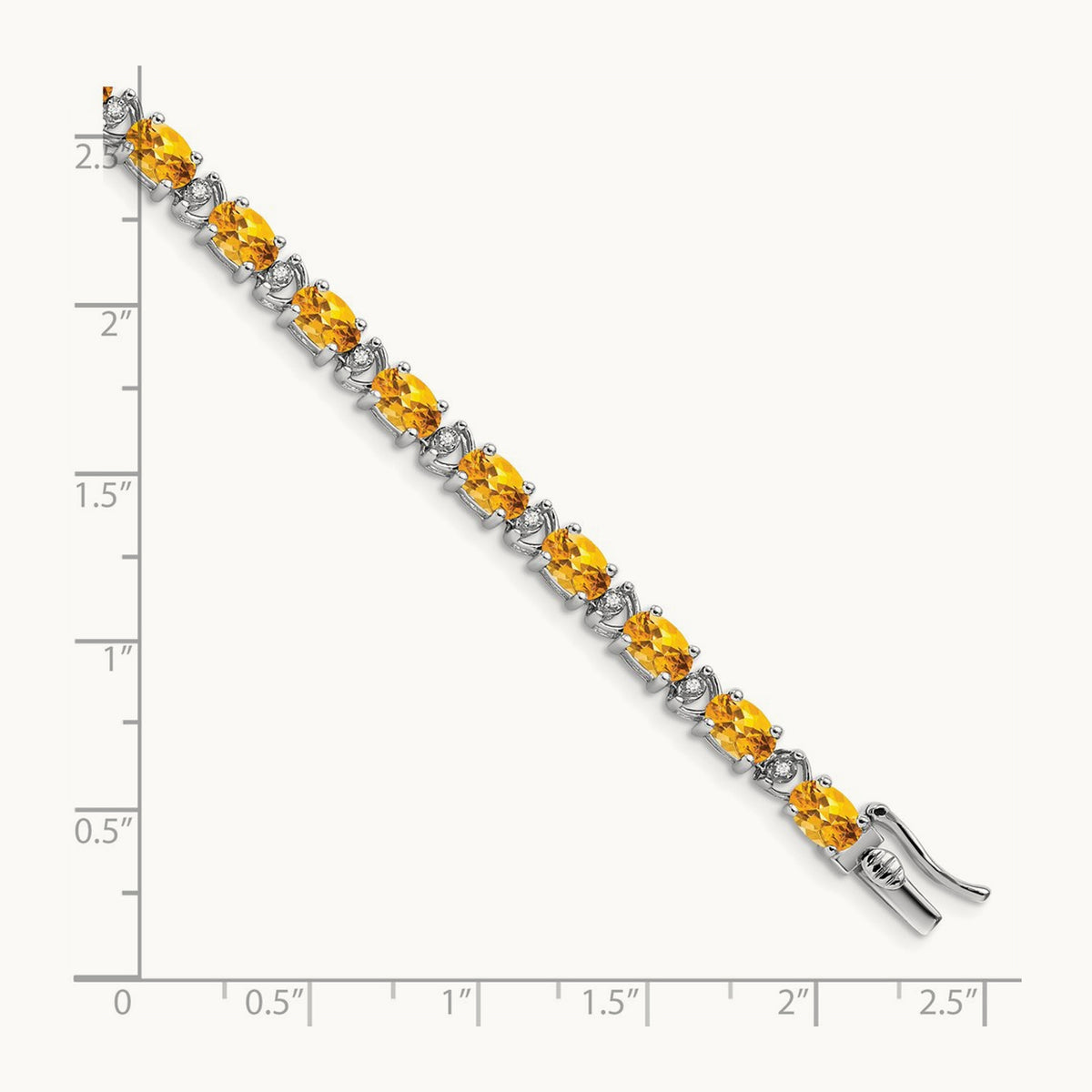 Oval Citrine and Diamond Bracelet, 14K White Gold