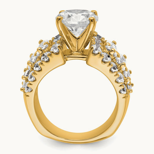Round Center Semi-Mount Engagement Ring, 3.25 ct tw Lab-Grown Diamond — 14K Yellow Gold