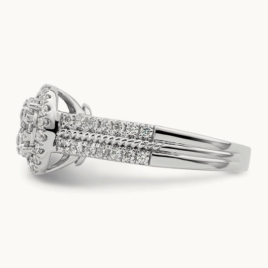 Oval Halo Cluster Engagement Ring, 0.75 ct tw