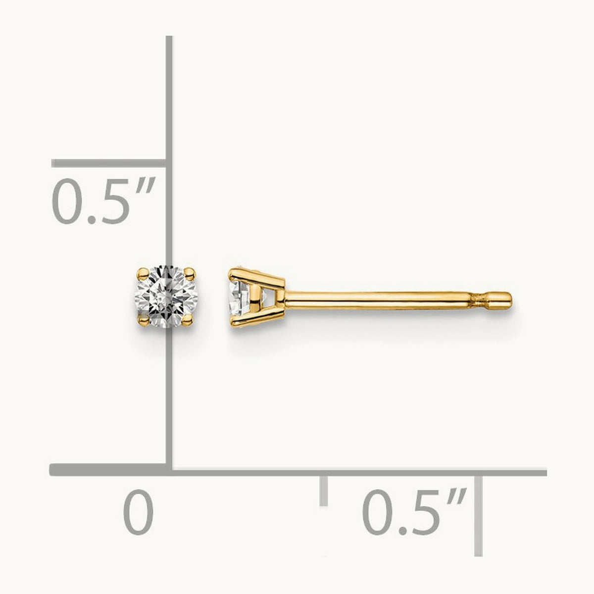 Round Diamond Stud Earrings — 14K Yellow Gold, 0.10 ct tw, I1 J-K · push back