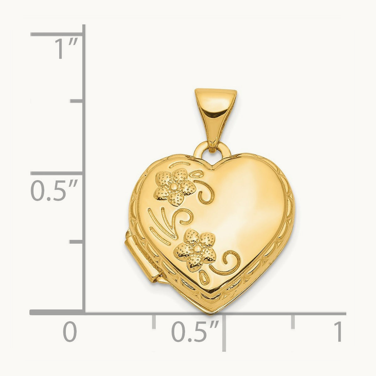 Floral Heart Locket, 15mm, 14K