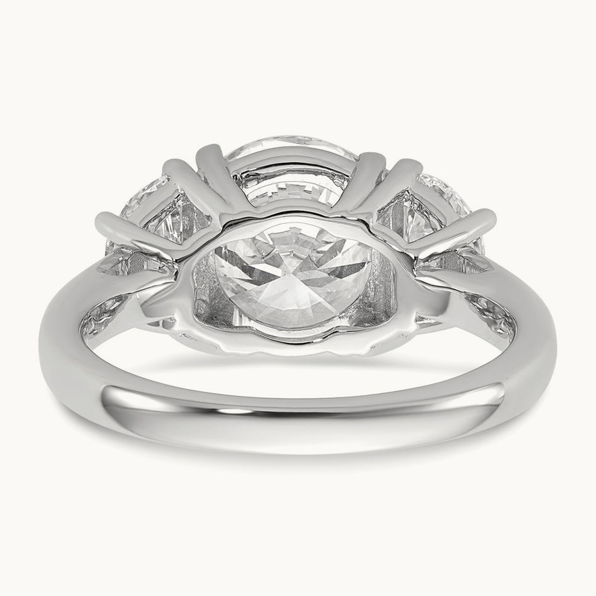 Round 3 Stone Engagement Ring, 1.25-4.00 ct tw Lab-Grown Diamond — 4 ct, 14K White Gold