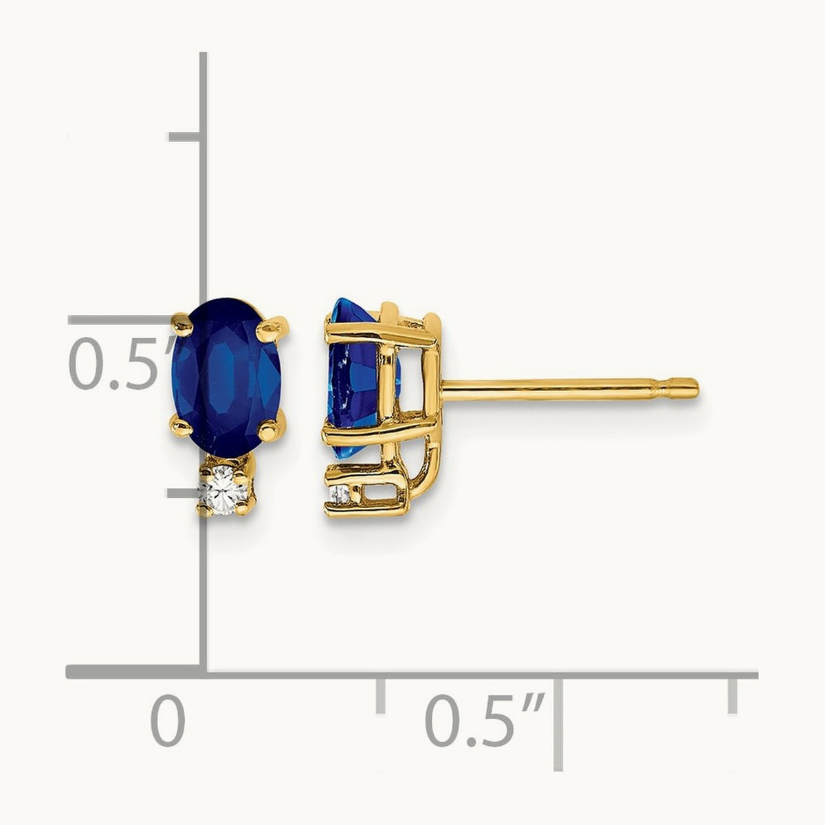 6x4mm Oval Sapphire A Diamond Earrings, 14K