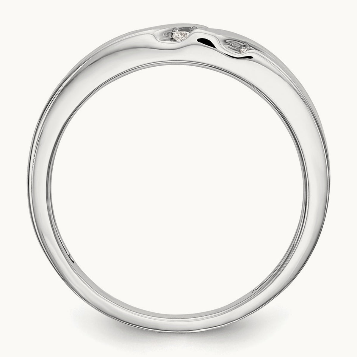 Complete Diamond Trio Men's Wedding Band, 14K White Gold