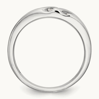 Complete Diamond Trio Men's Wedding Band, 14K White Gold