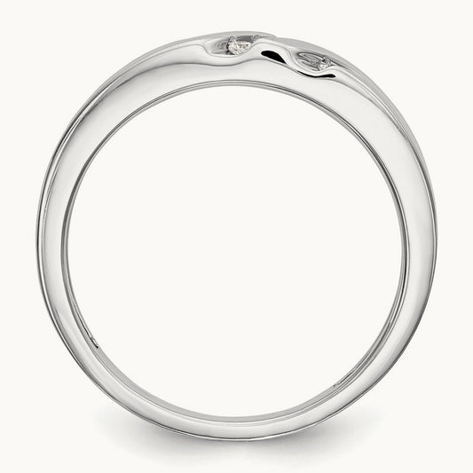 Complete Diamond Trio Men's Wedding Band, 14K White Gold