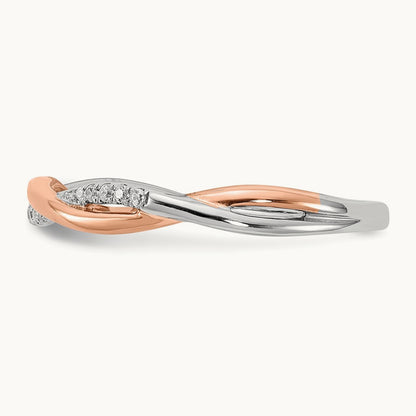 Diamond Wedding Band, 14K White with Rose Gold