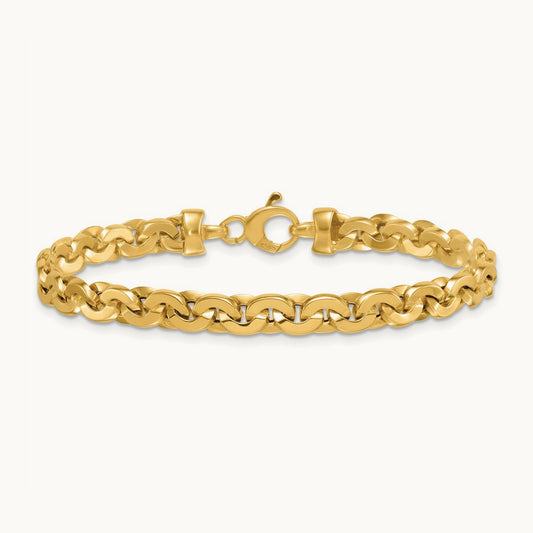 Polished Fancy Link 7.5 Inch Bracelet, 5.75mm, 14K