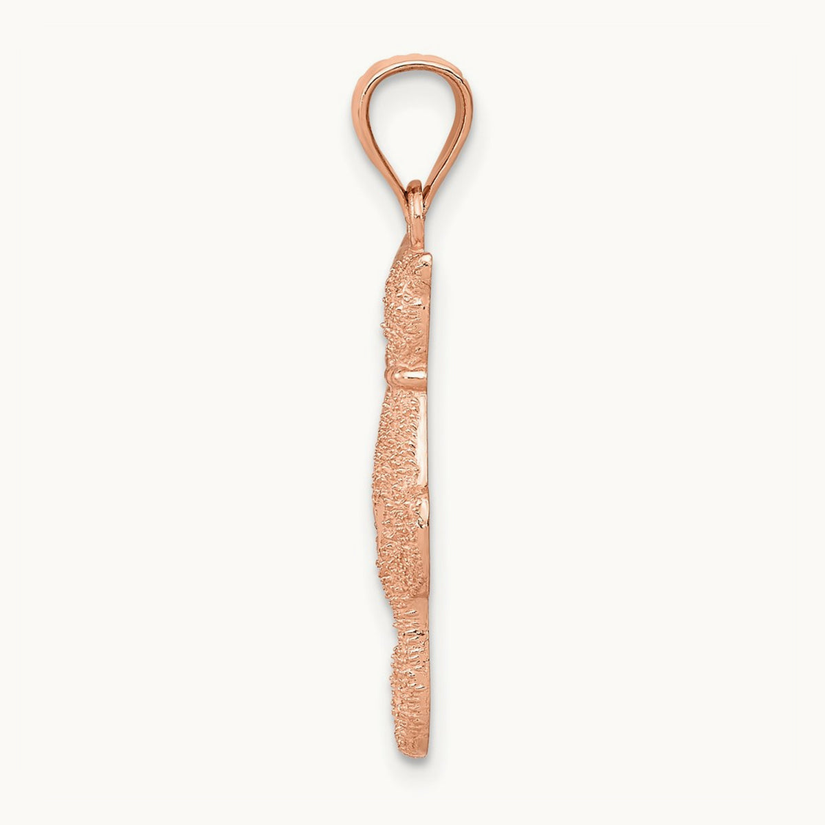 Polished and Textured Sitting Cats Pendant, 14K Rose Gold