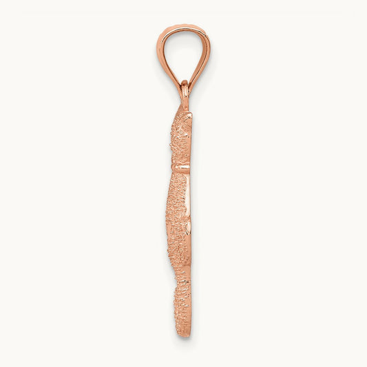 Polished and Textured Sitting Cats Pendant, 14K Rose Gold