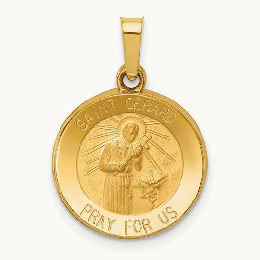 Polished and Satin St Gerard Medal Hollow Pendant — 22mm