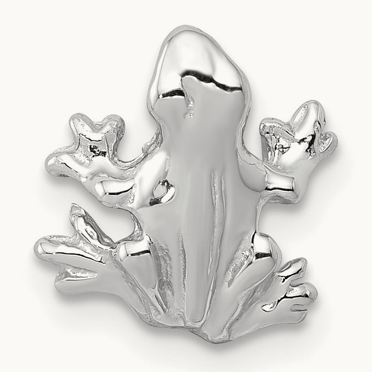 Solid Polished 3-D Frog Charm, 14K White Gold