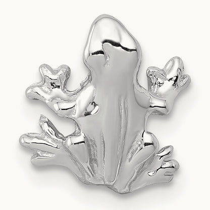 Solid Polished 3-D Frog Charm, 14K White Gold