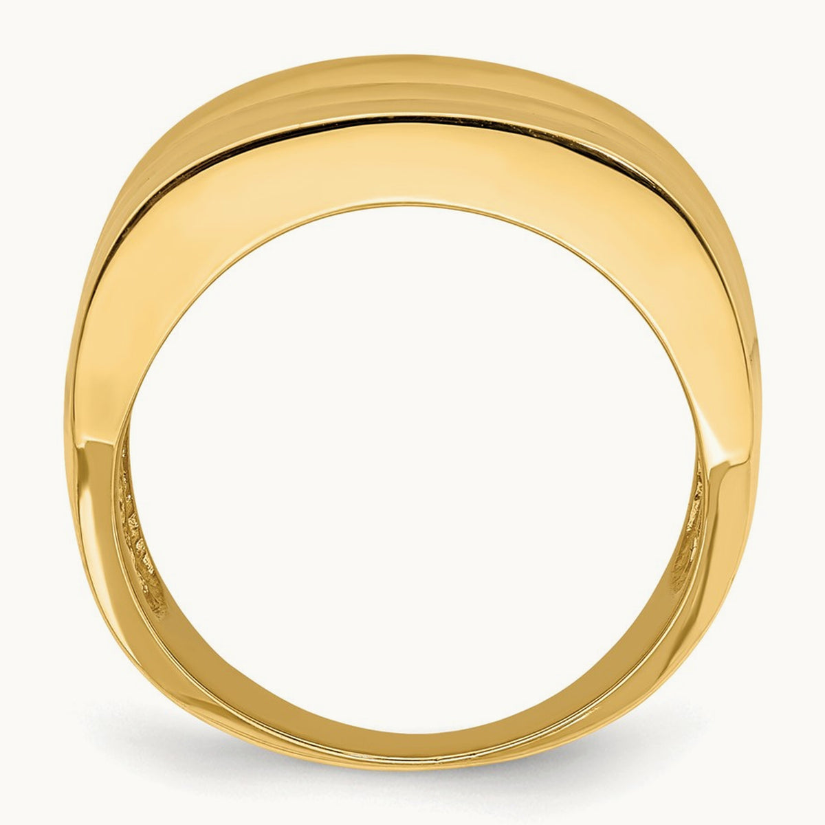 Polished Triple Ridge Dome Ring, 14K