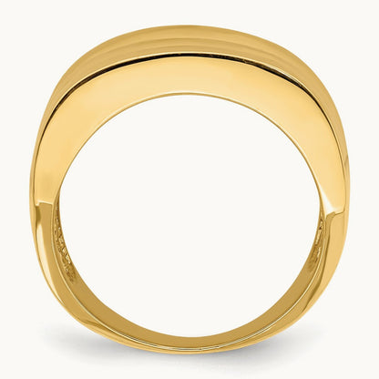 Polished Triple Ridge Dome Ring, 14K