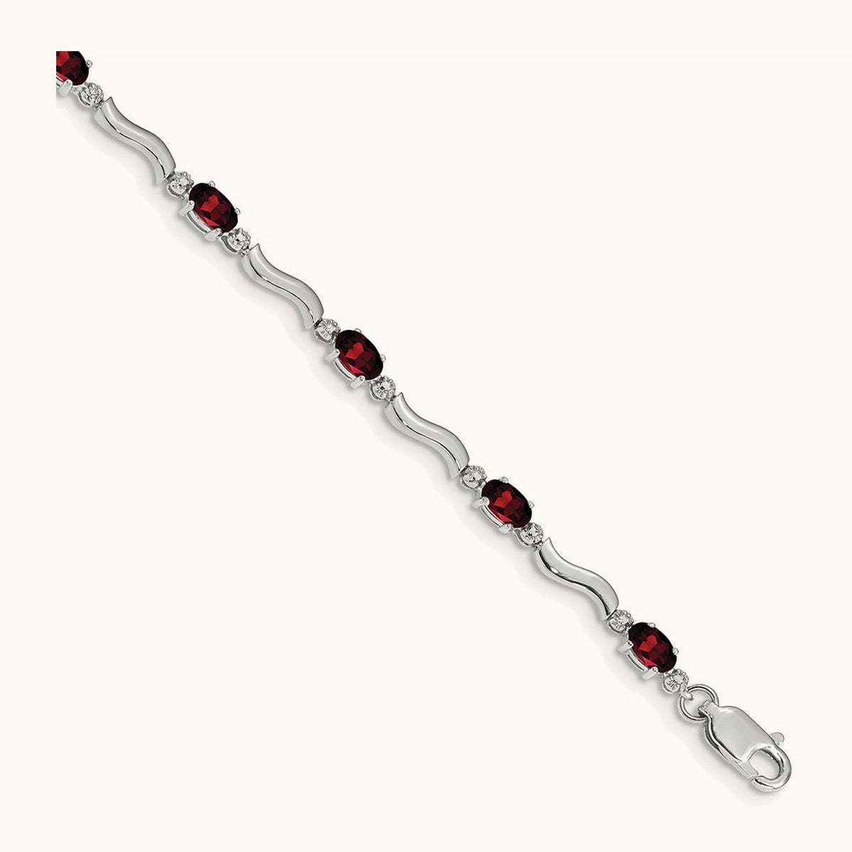 Fancy Diamond and Garnet Bracelet, 14K White Gold