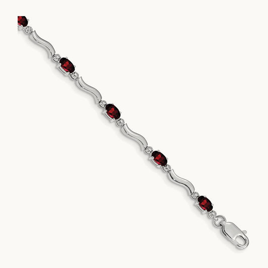 Fancy Diamond and Garnet Bracelet, 14K White Gold