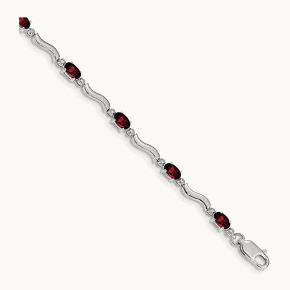 Fancy Diamond and Garnet Bracelet, 14K White Gold