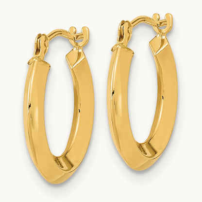 Polished Knife Edge Hoops, 14K