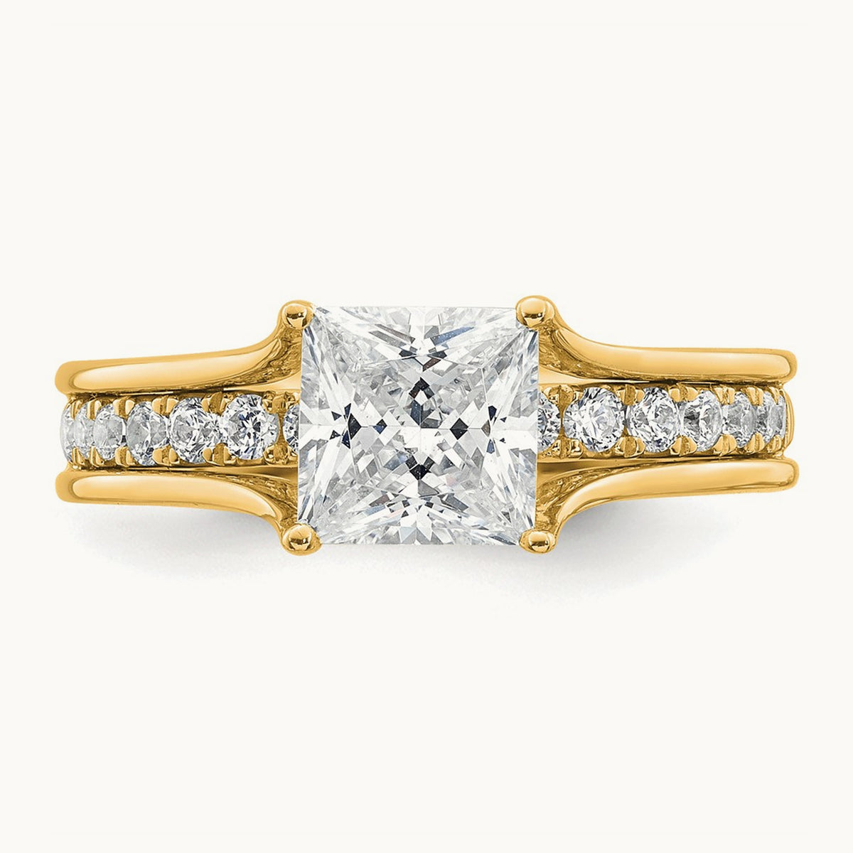 Princess Engagement Ring, 1.75-3.00 ct tw Lab-Grown Diamond — 1 7/8 ct, 14K Yellow Gold